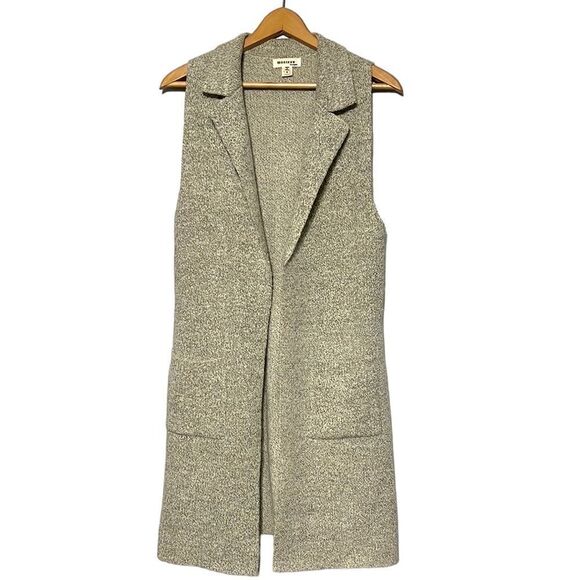 Sweater Vest Woman's Small Monteau Gray Open Front Pockets Knit Collared - Picture 1 of 9